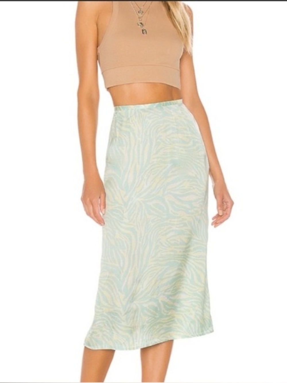 Pistola x Revolve Satin Midi Skirt Green Abstract Print BNWT size S (XS avail.)